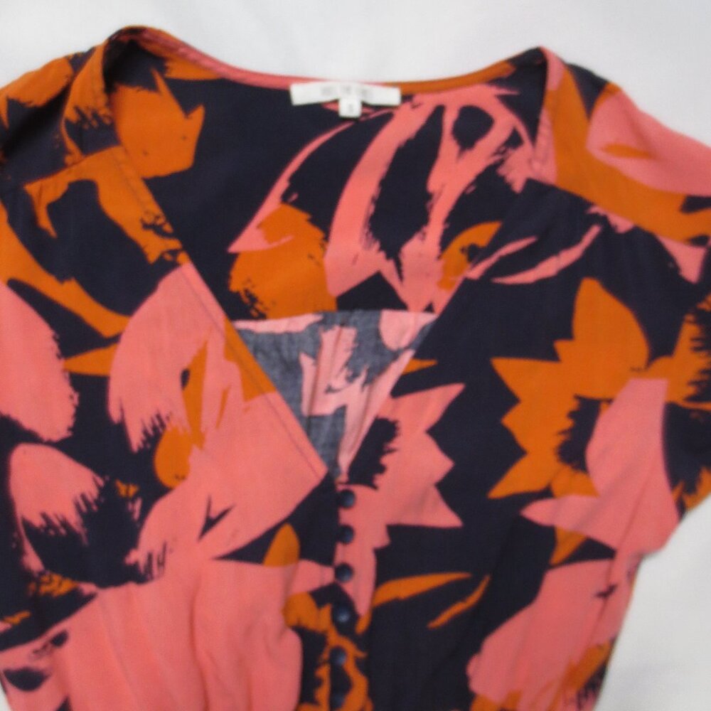 ABLE THE LABEL womens DRESS pink FLORAL orange NAVY BLUE maxi HI-LOW SIZE S - Picture 2 of 13